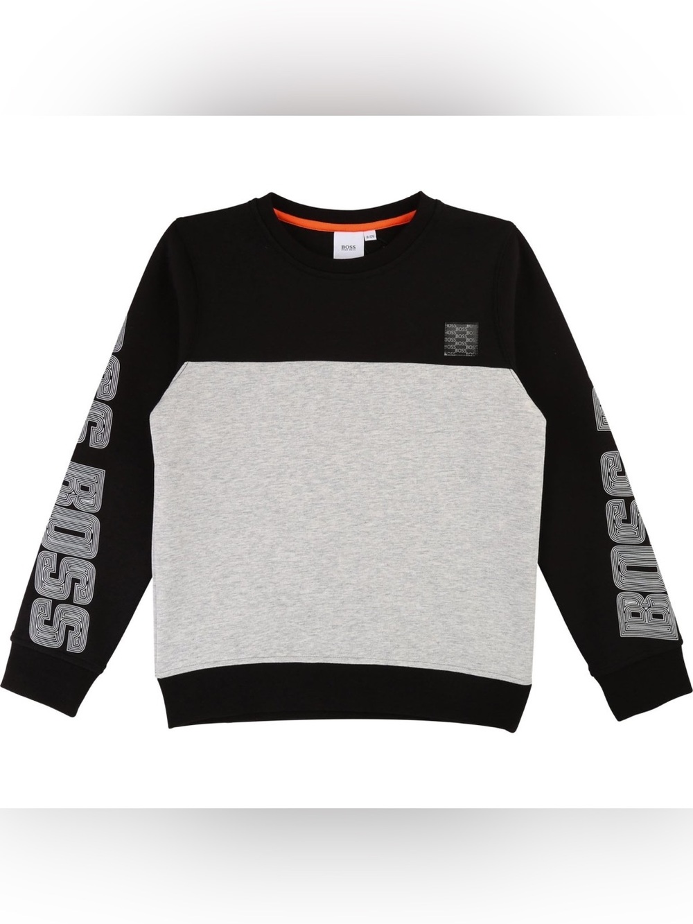 Boss Black & Light Gray Colorblock Crewneck Sweatshirt